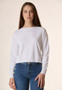 White cropped crew-neck jersey