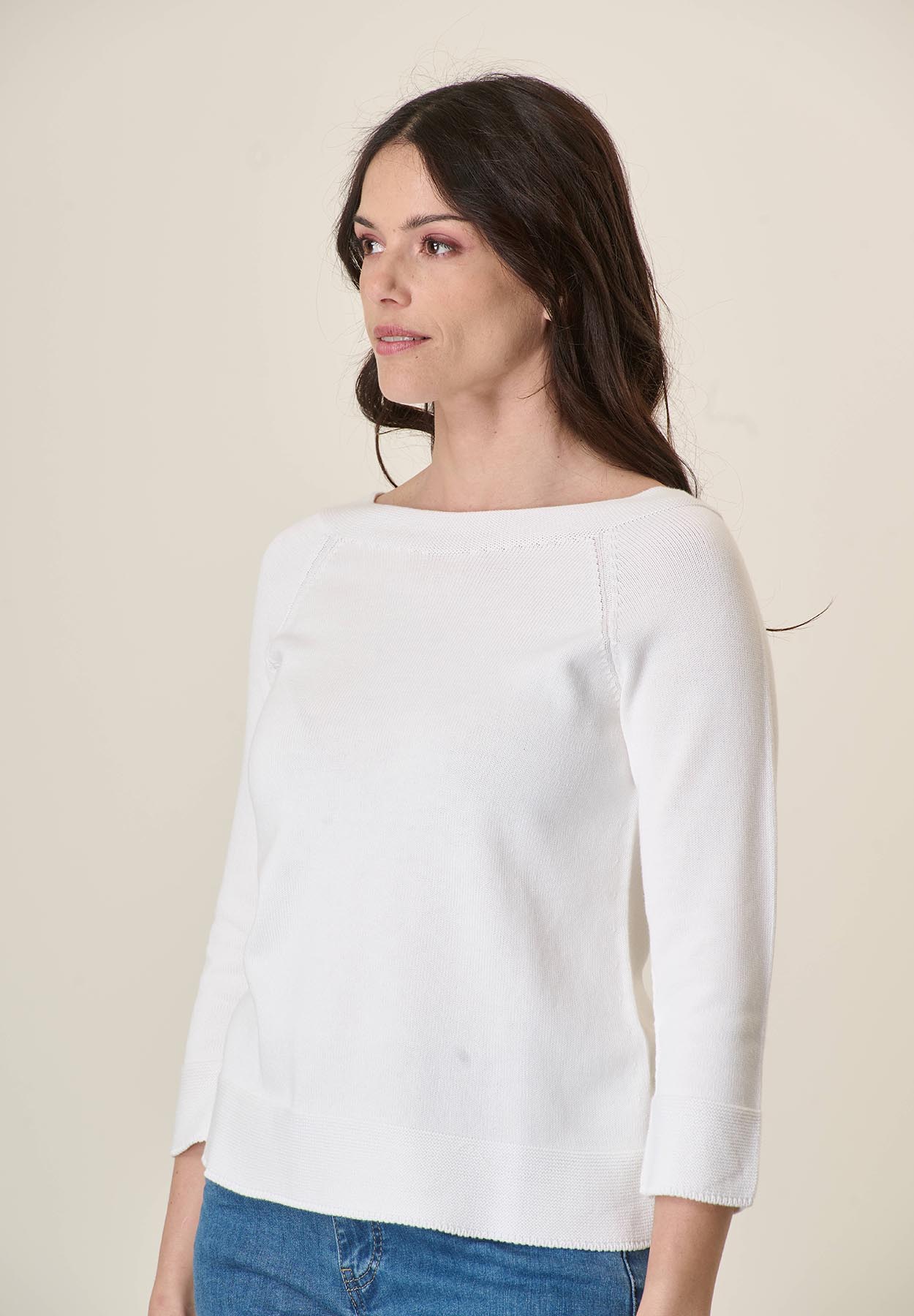 White cotton boat neck