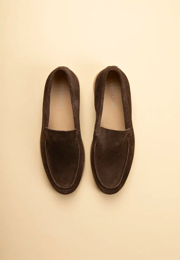 Mocassini moro slip-on pelle scamosciata