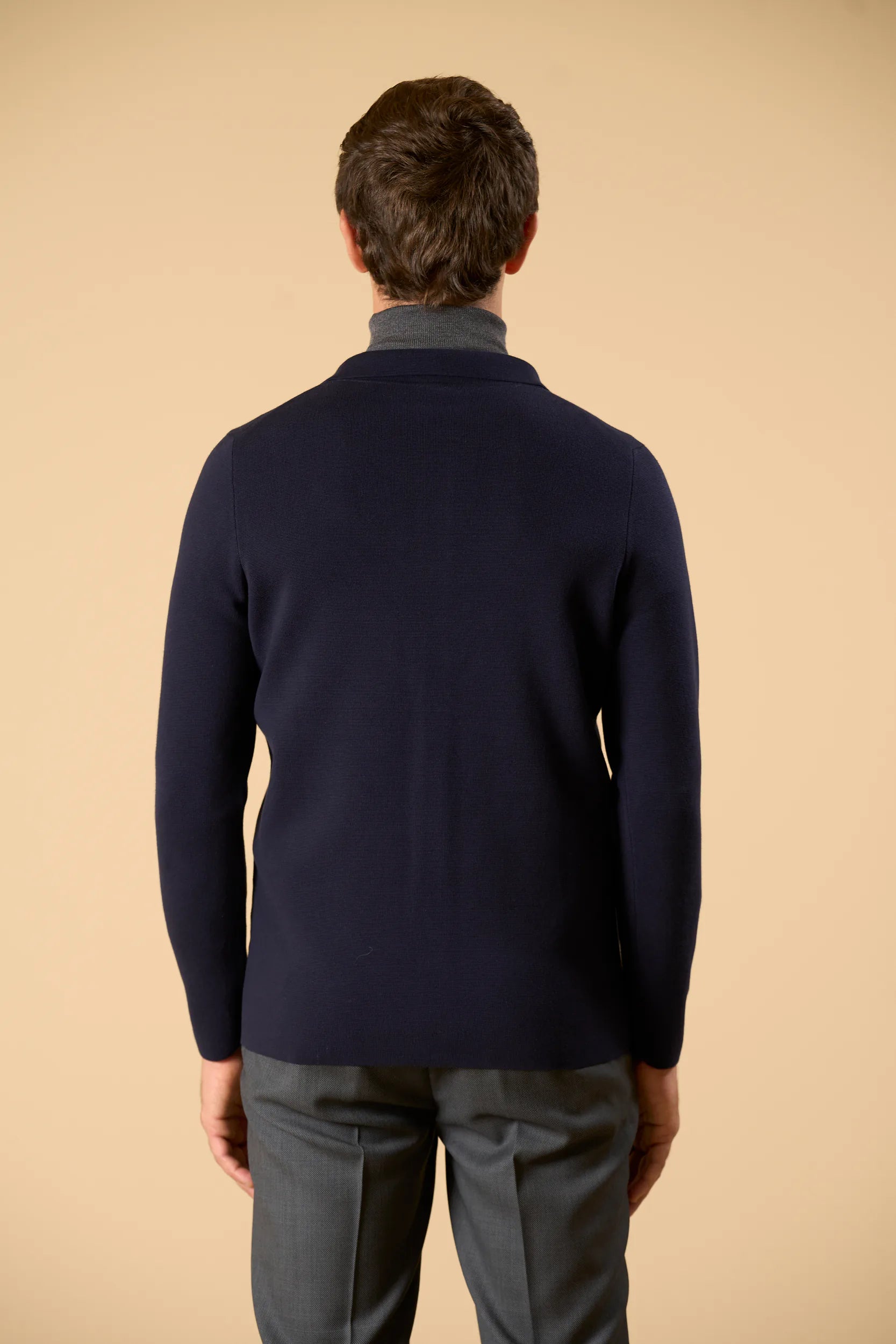 Overshirt blu cotone punto milano Angelico 6