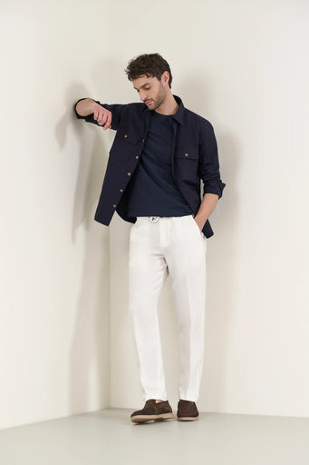 Blue gabardine cotton overshirt