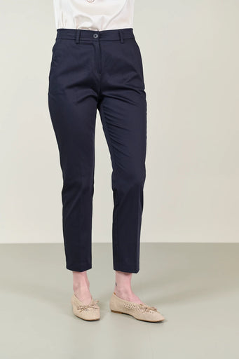 Basic blue stretch cotton trousers
