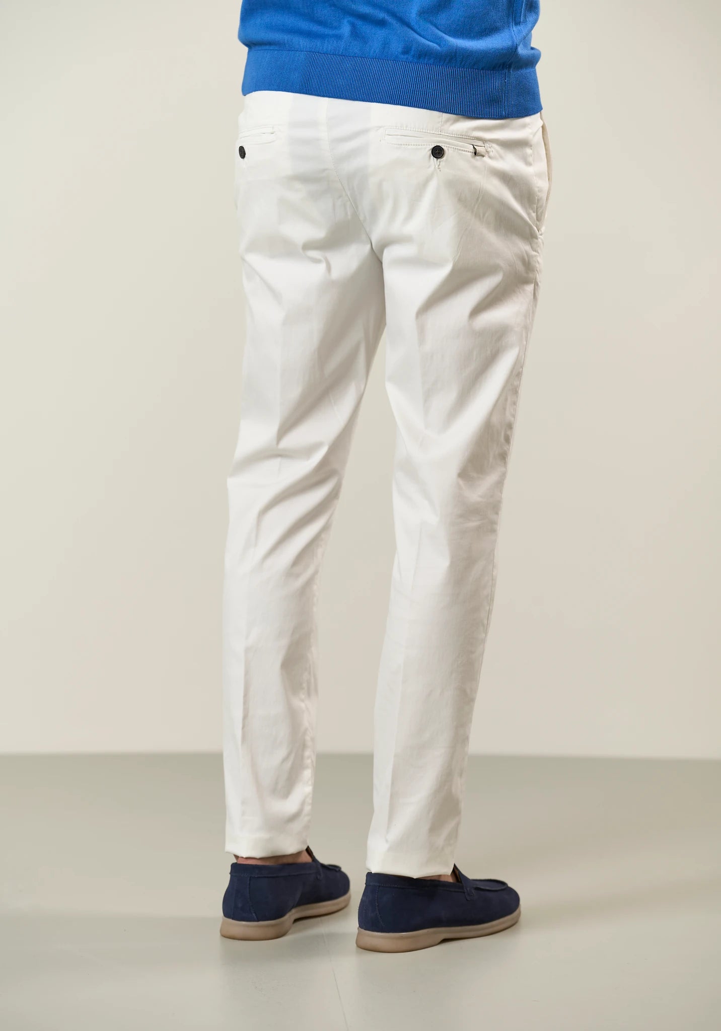 White Tencel stretch cotton chino trousers Angelico 3