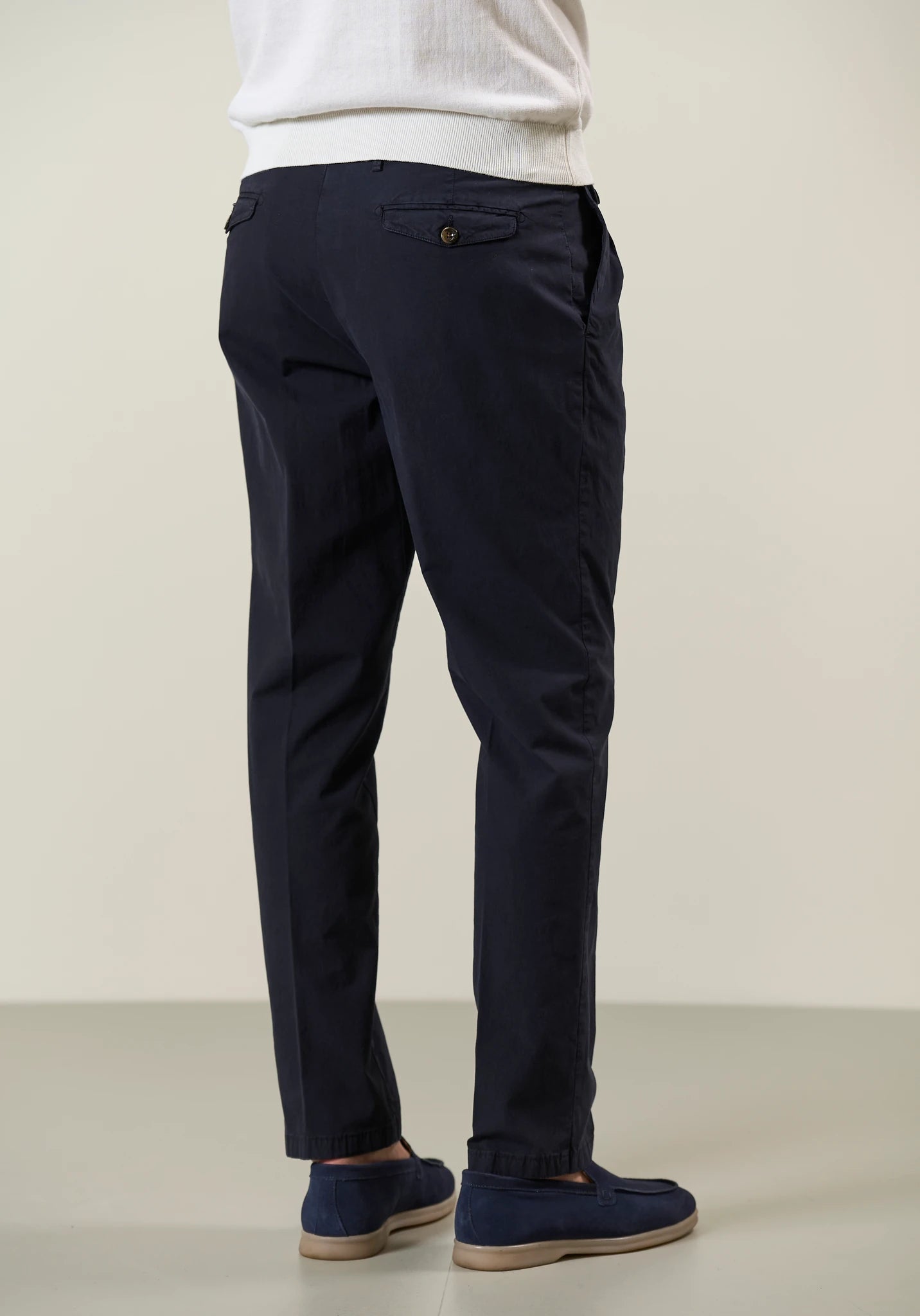 Pantalone blu doppia pinces cotone stretch regular fit Angelico 3