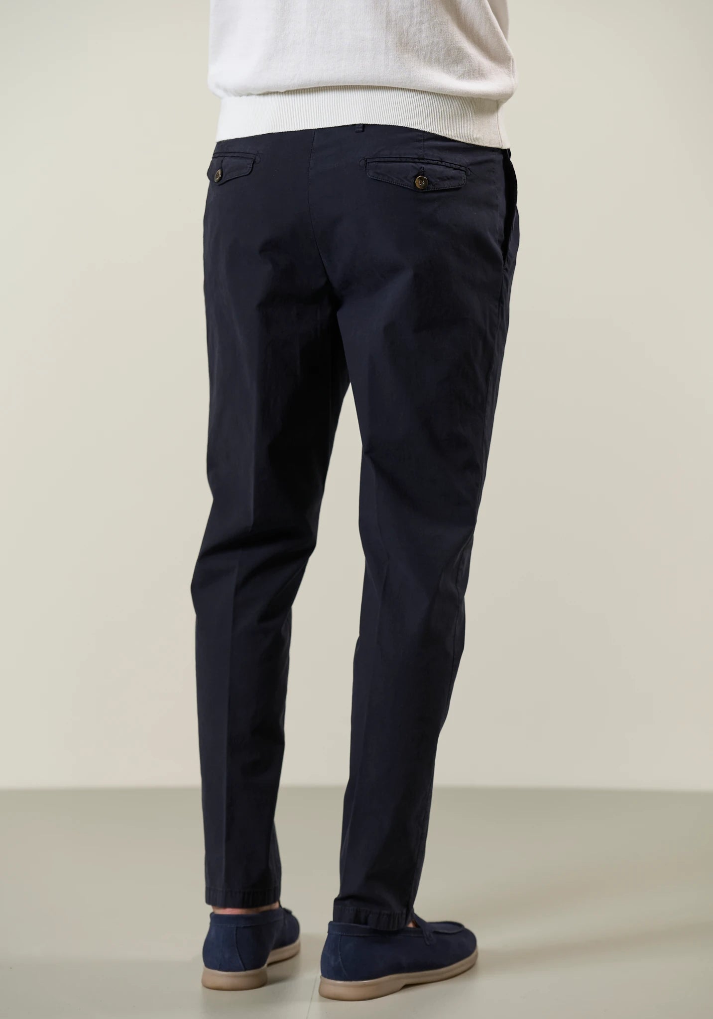 Pantalone blu doppia pinces cotone stretch regular fit Angelico 4