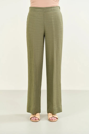 Militärgrüne Palazzo-Hose aus Leinen