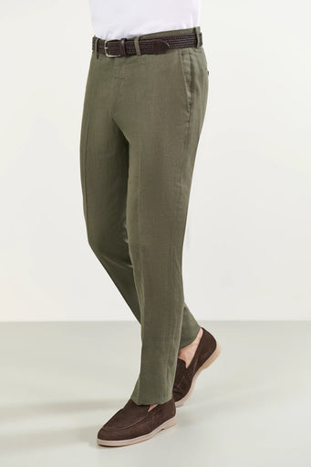 Militärgrüne Leinenhose
