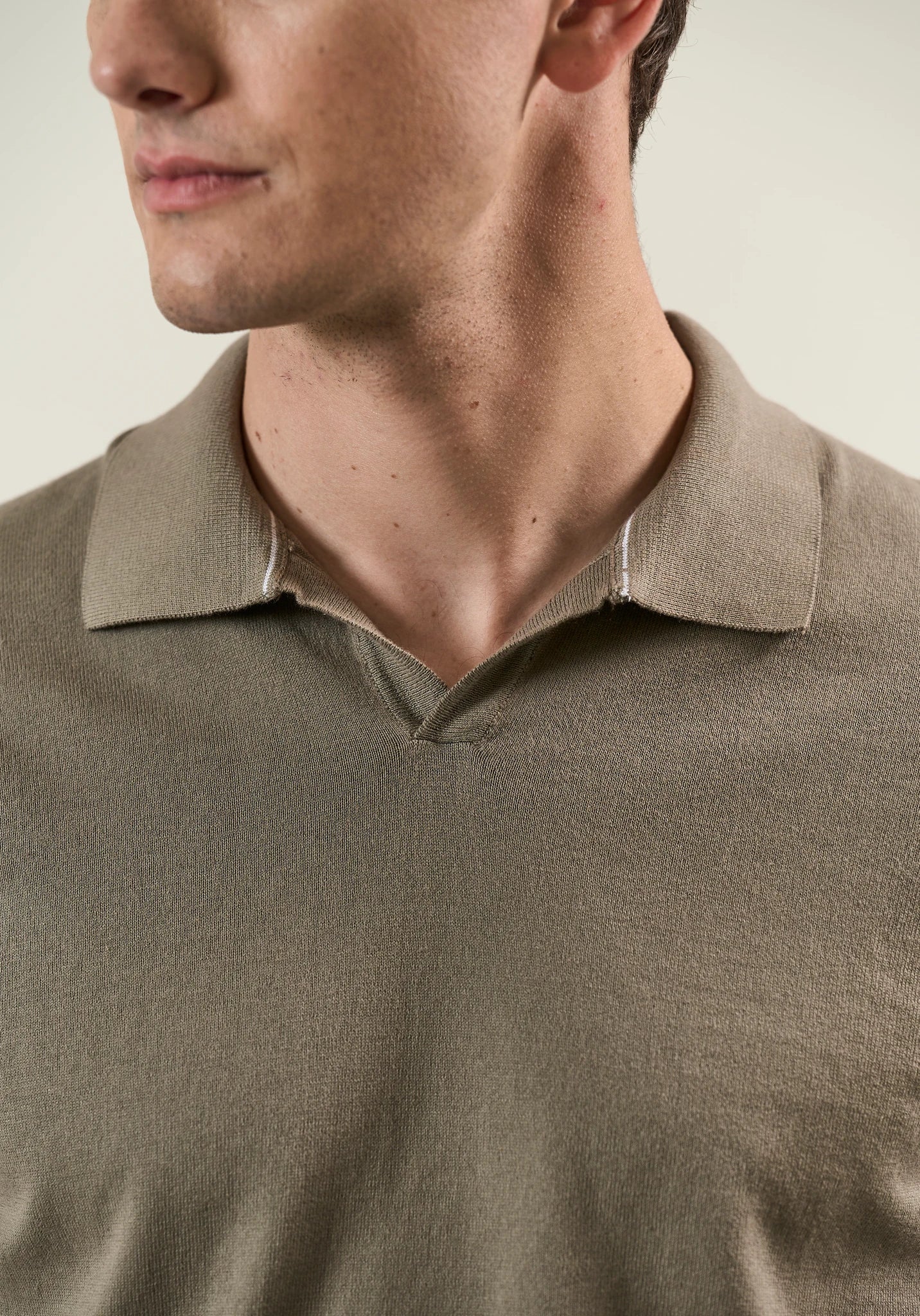 Beiges Polohemd aus Tricotina-Baumwolle im Derby-Stil Angelico 2