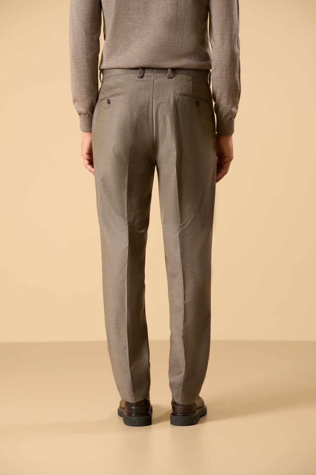 Pantalone beige flanella lana vergine Super 100's custom fit