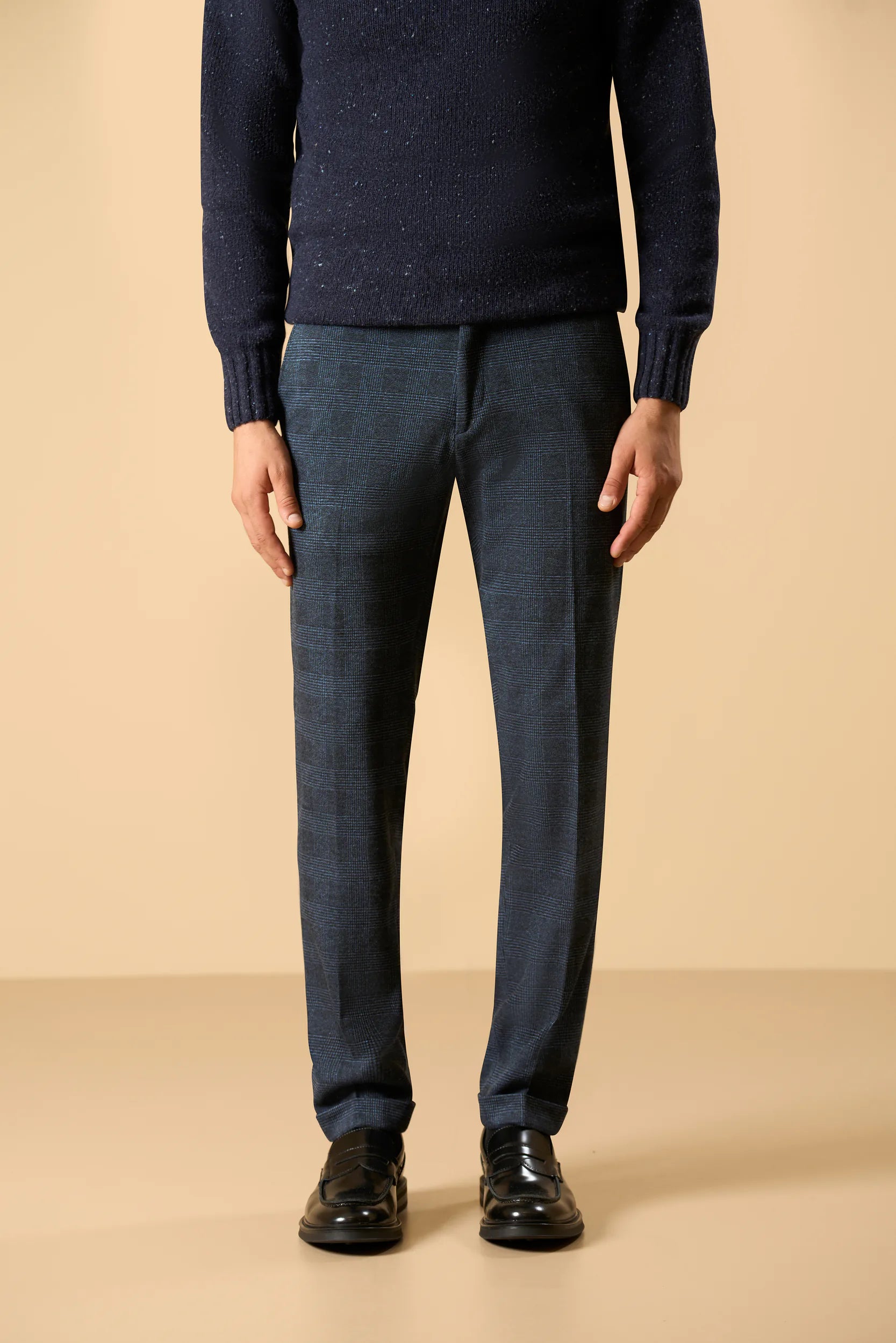 Blue Welsh patterned jersey trousers Angelico 3