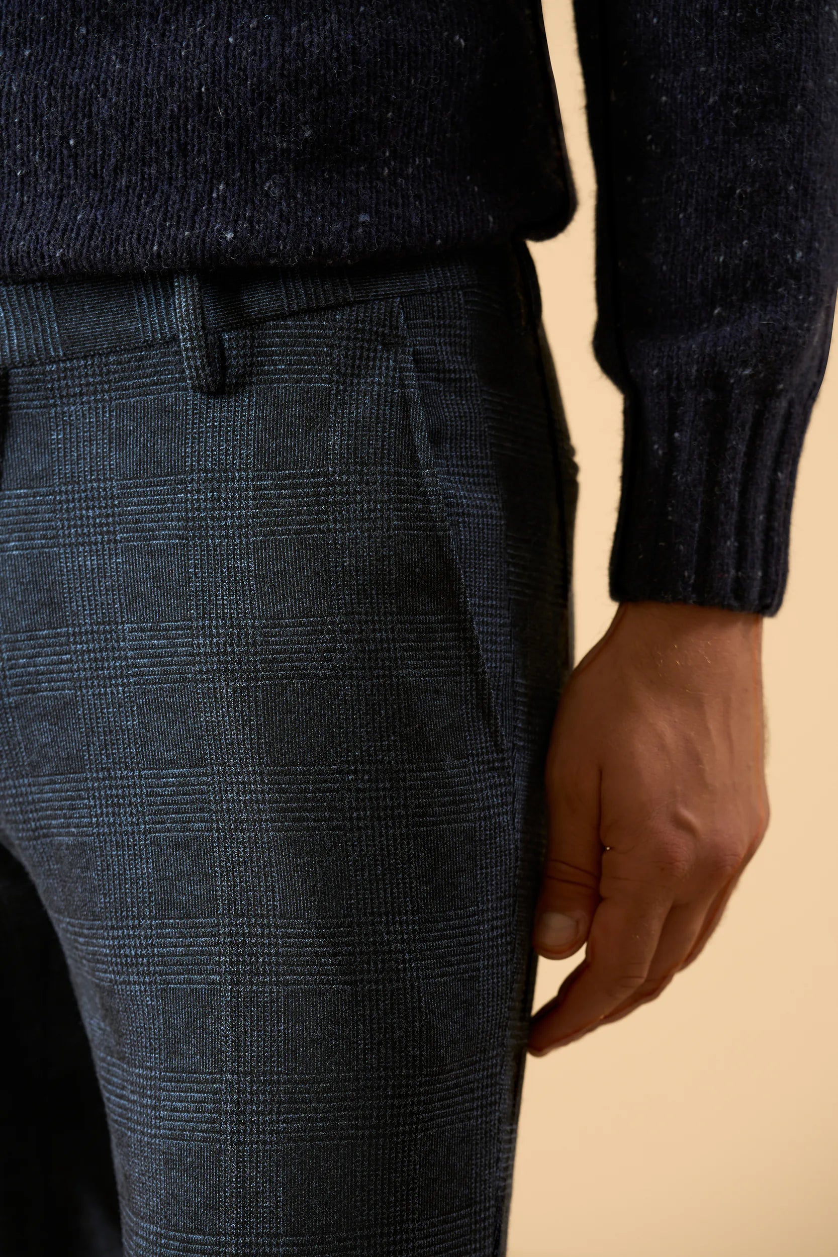 Blue Welsh patterned jersey trousers Angelico 2