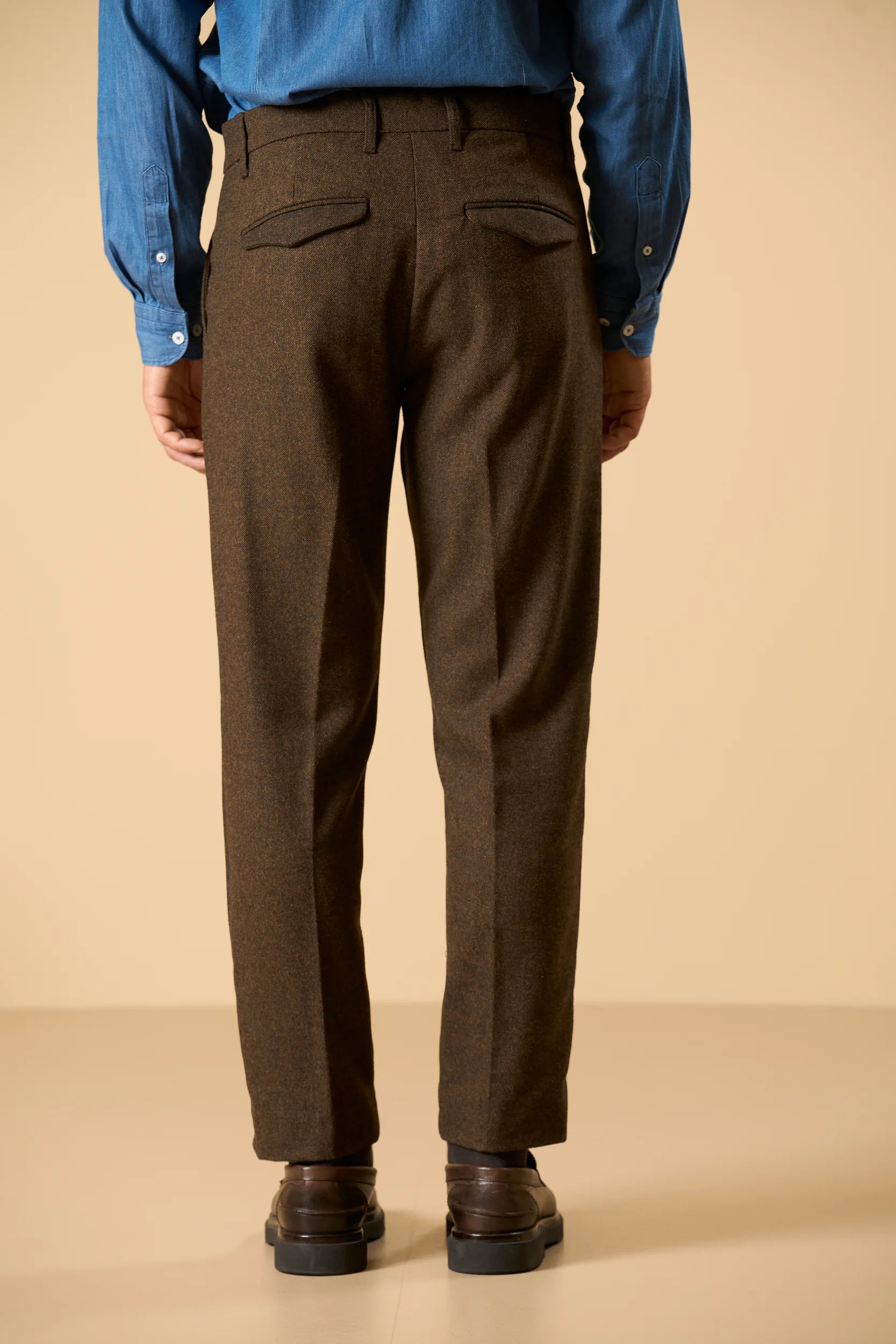 Pantalone marrone resca misto lana custom fit Angelico 5