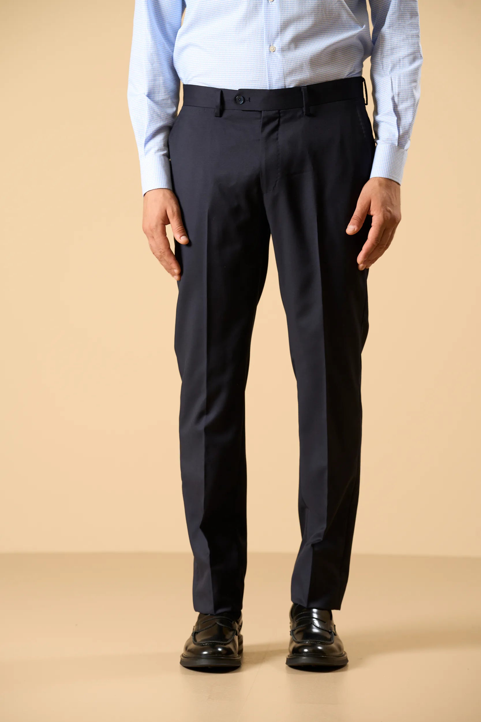 Pantalone blu sallia lana stretch four season comfort fit Angelico 3