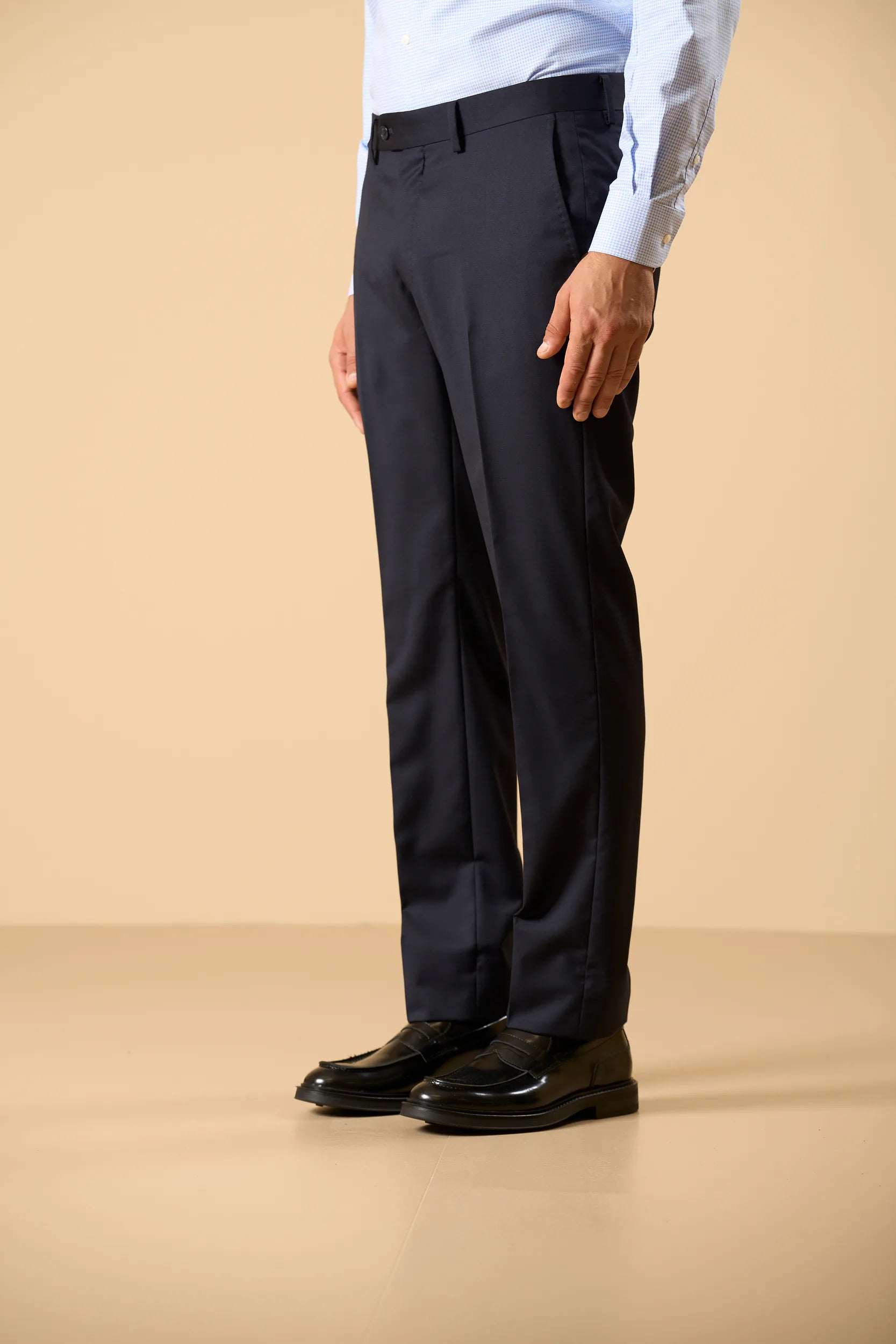 Pantalone blu sallia lana stretch four season comfort fit Angelico 1