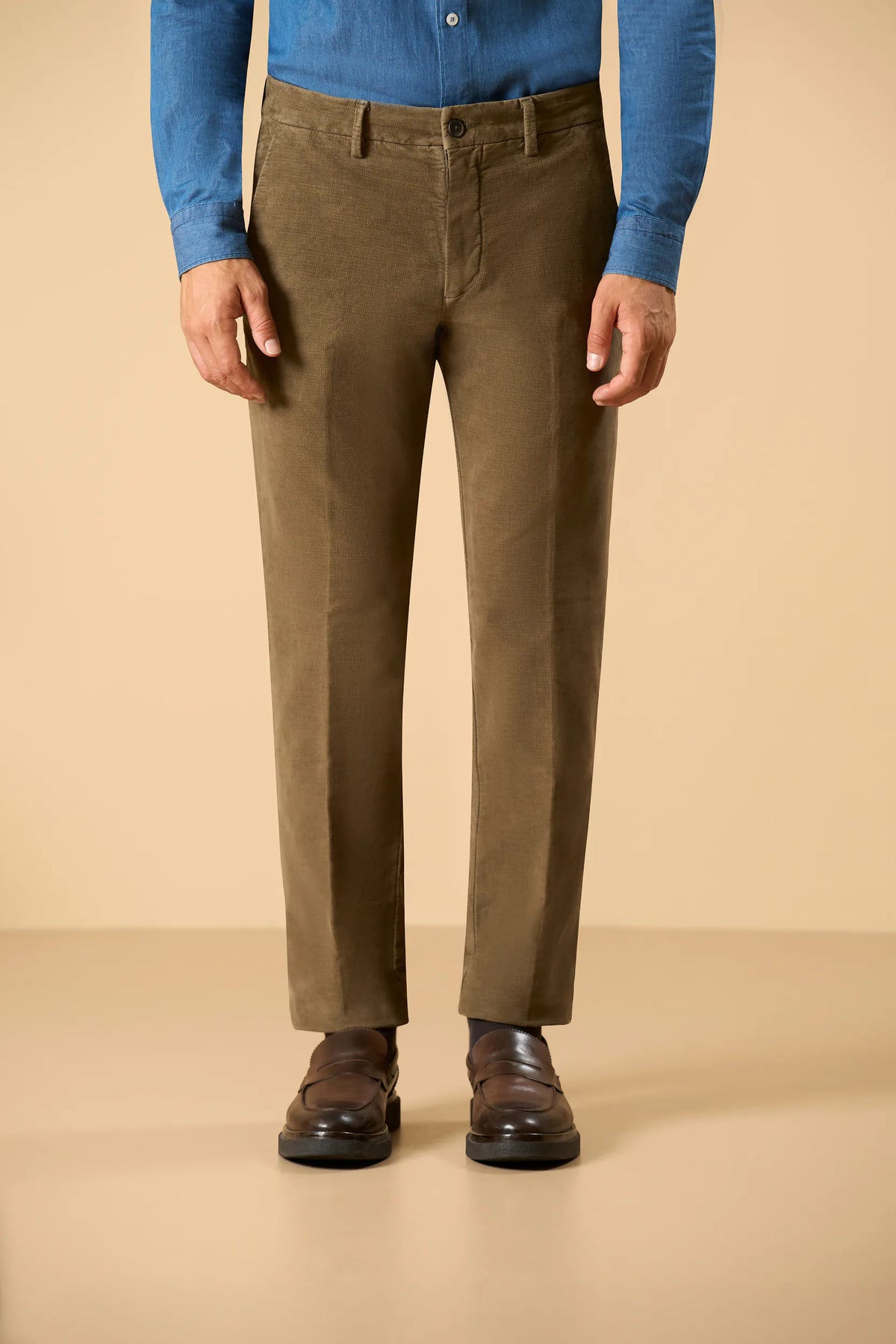 Hose grün Jacquard-Fustian Custom Fit Angelico 1