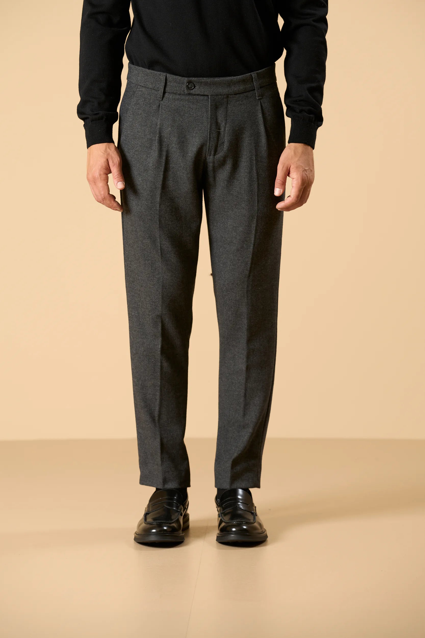 Wool Twill Trousers - Anthracite Angelico 1