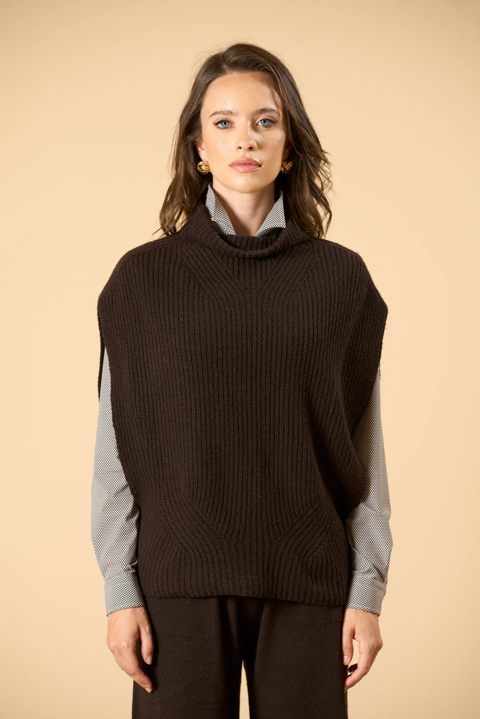 Cashmere Blend Vest - Brown Angelico 6