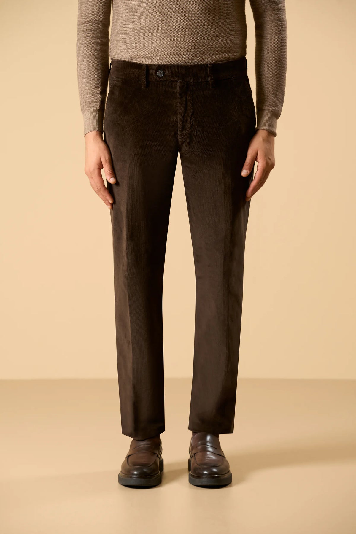 Pantalone marrone velluto a coste custom fit Angelico 4