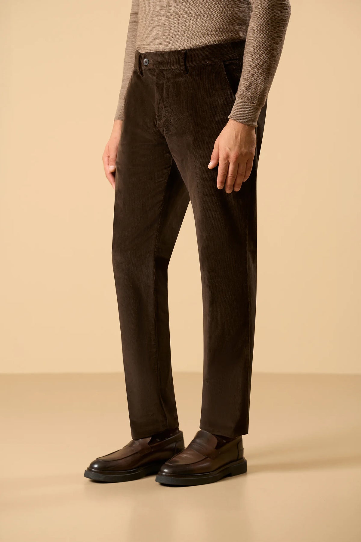 Pantalone marrone velluto a coste custom fit Angelico 1