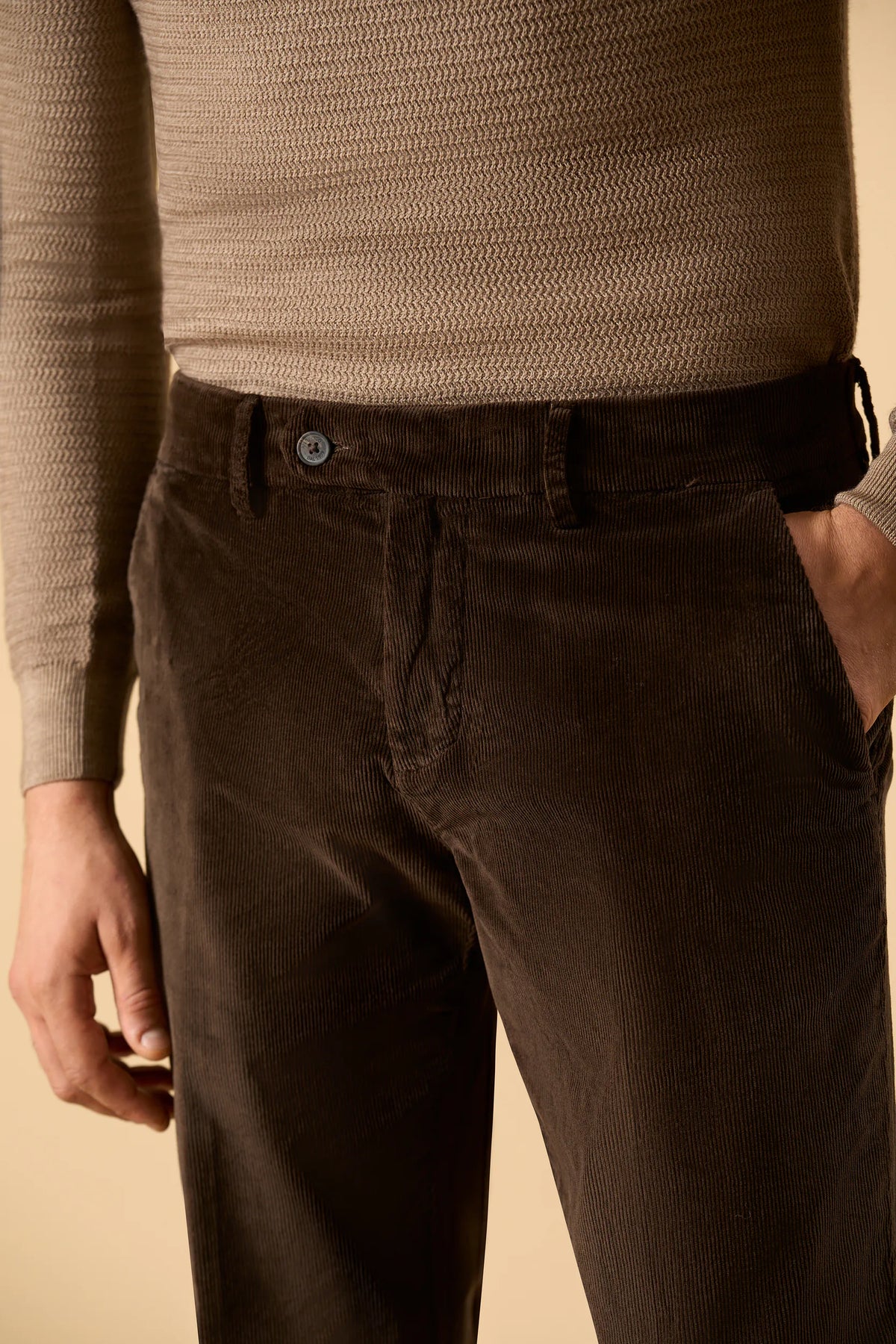 Pantalone marrone velluto a coste custom fit Angelico 2