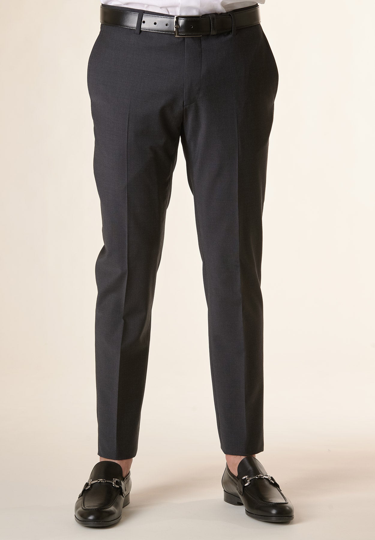 Pantalone antracite tela lana stretch custom fit