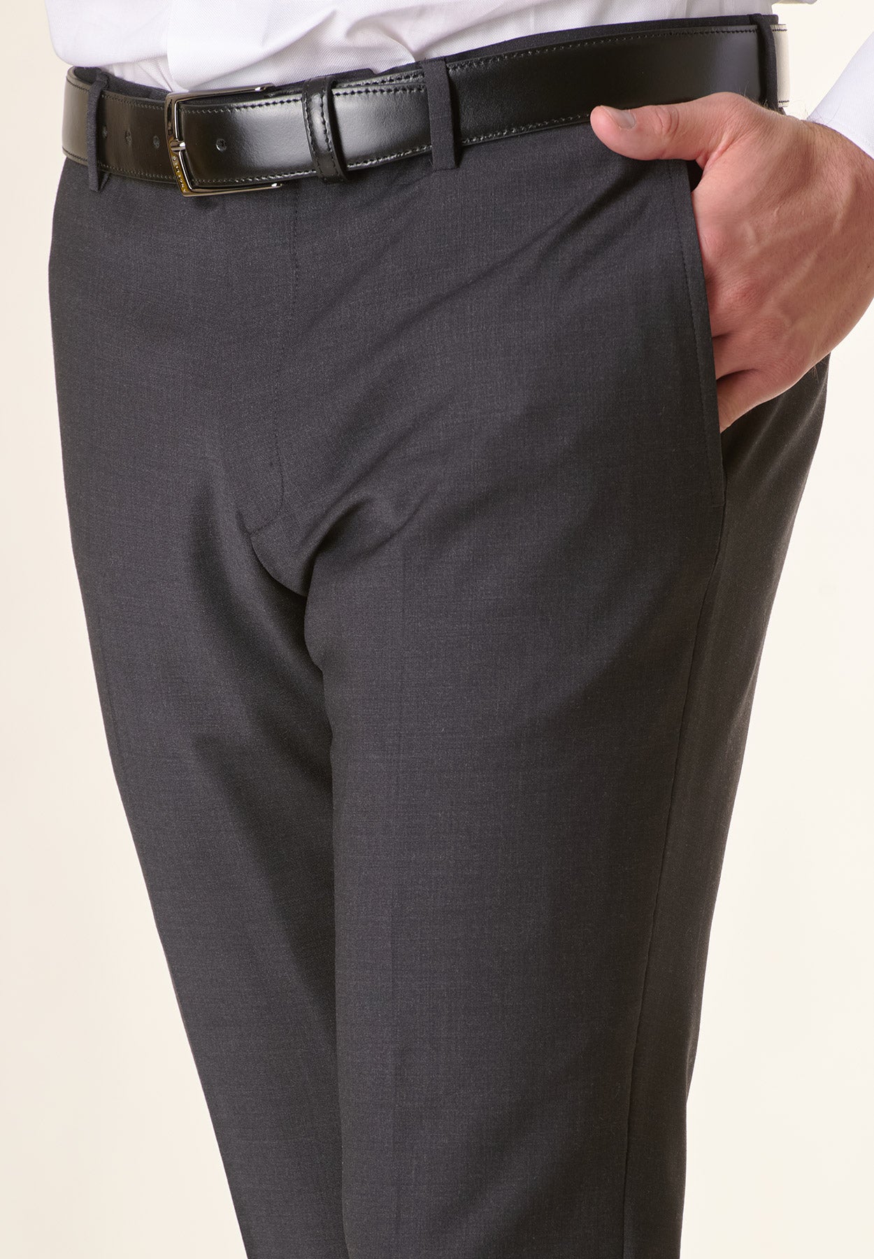 Pantalone antracite tela lana stretch custom fit
