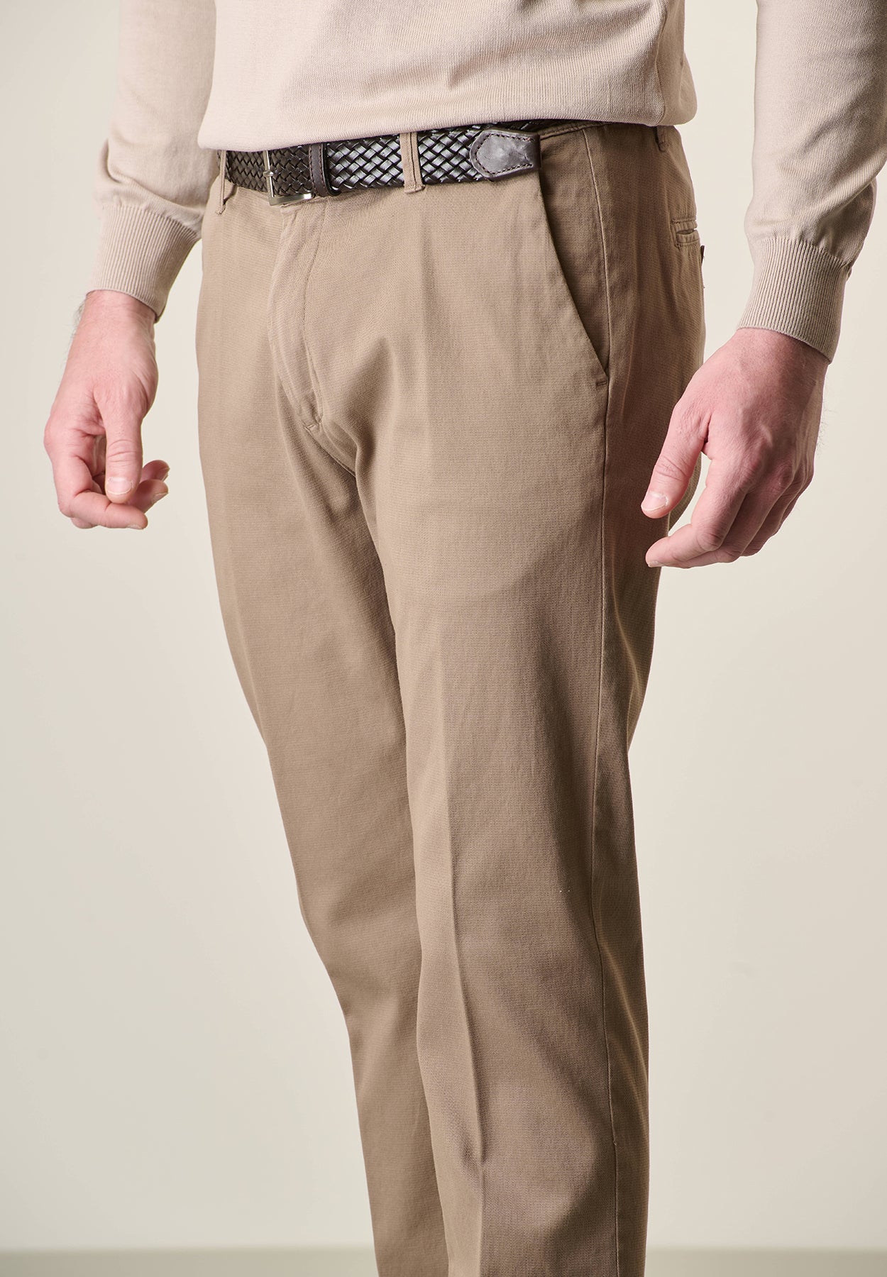 Khakifarbene Slim-Fit-Panzerhose aus Stretch-Baumwolle