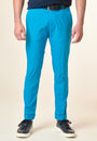 Turquoise satin cotton stretch pants slim lapels