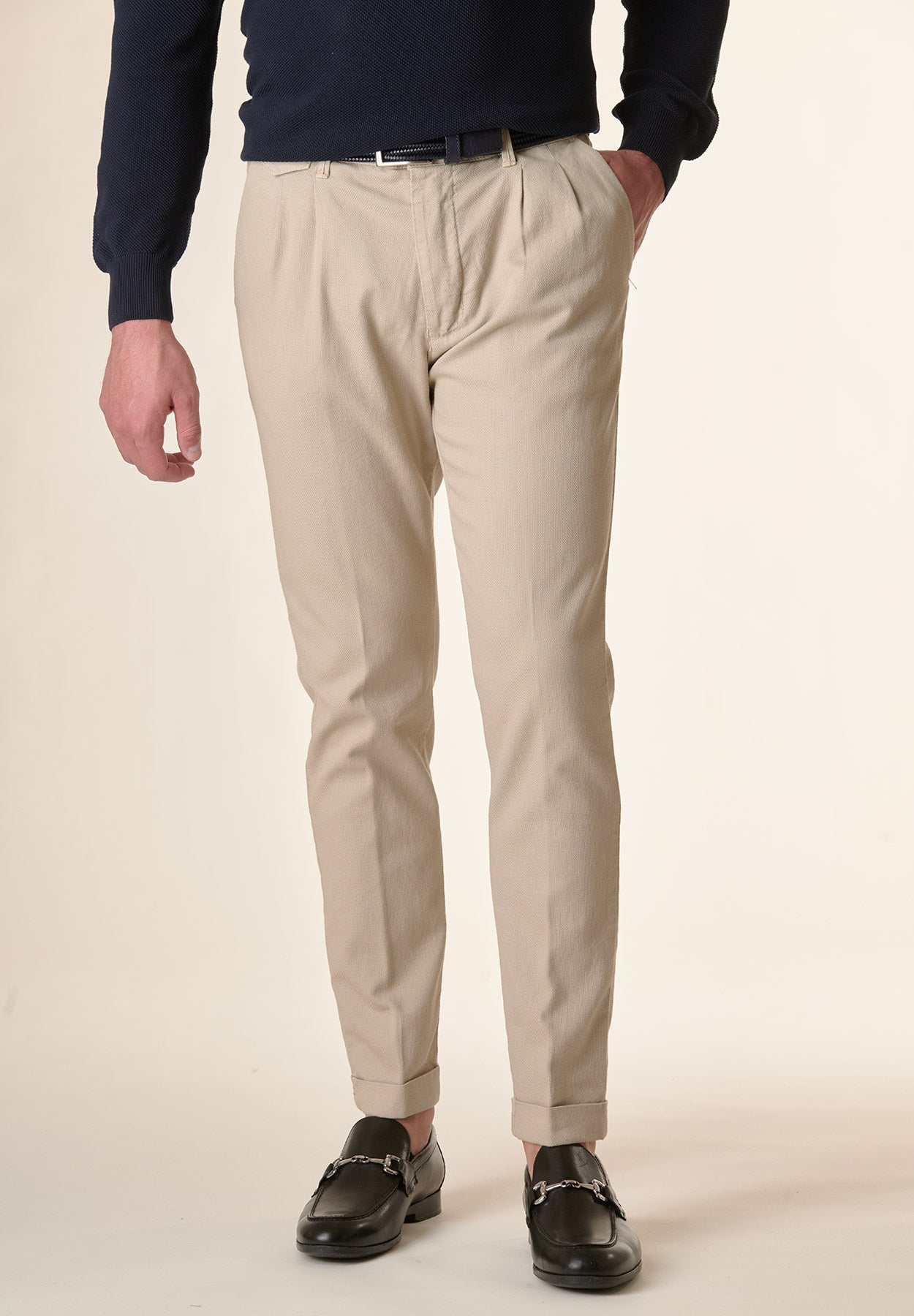 Sand armour cotton slim fit trousers