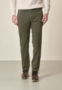 Pantalone verde militare gabardina cotone stretch slim fit