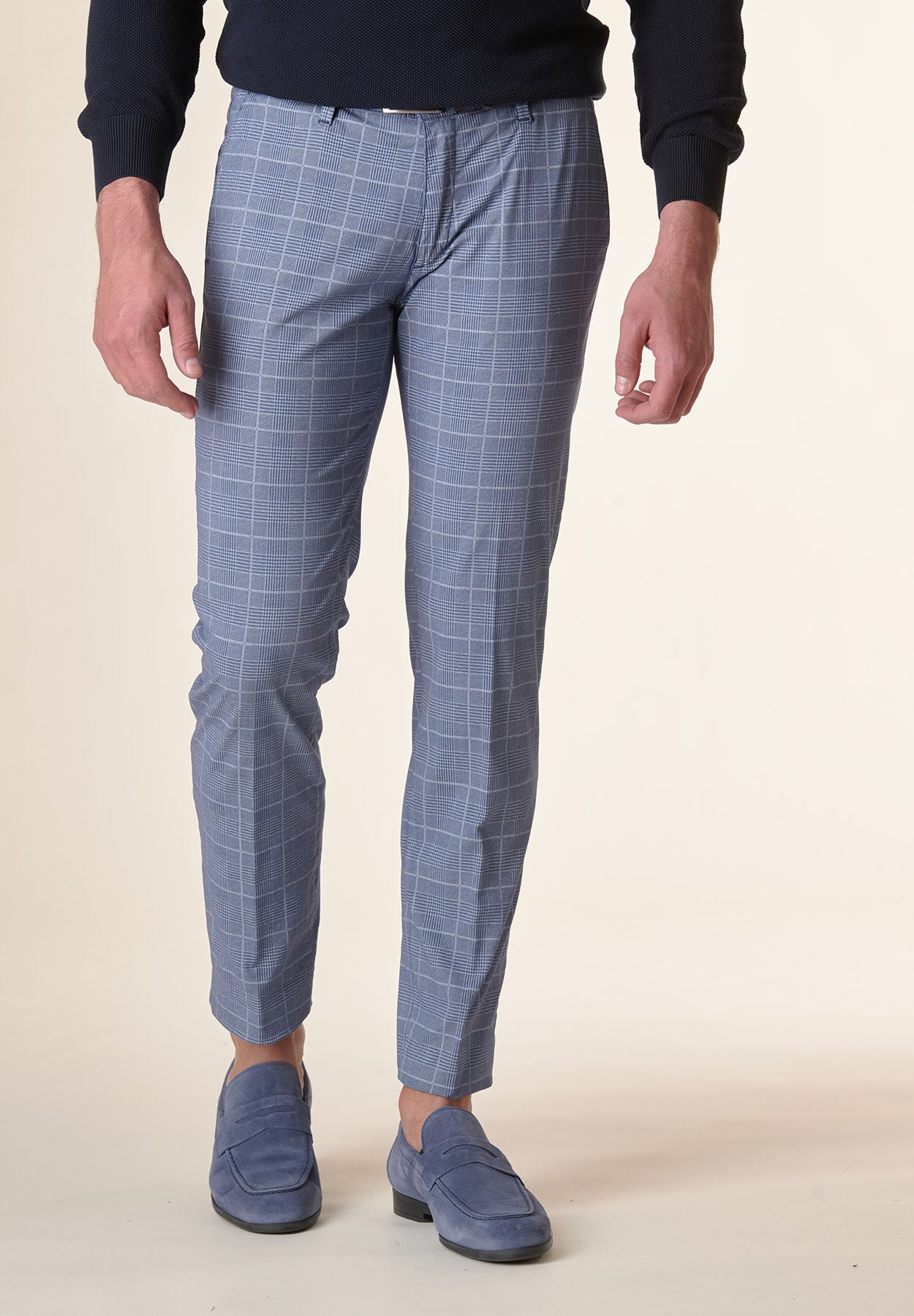 Indigo Welsh stretch cotton slim fit trousers