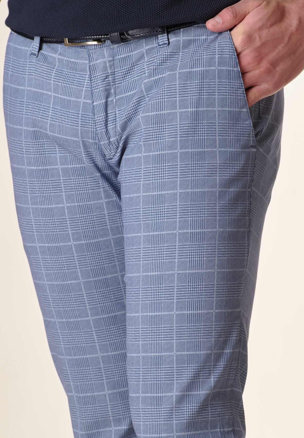 Pantalone indaco galles cotone stretch slim fit