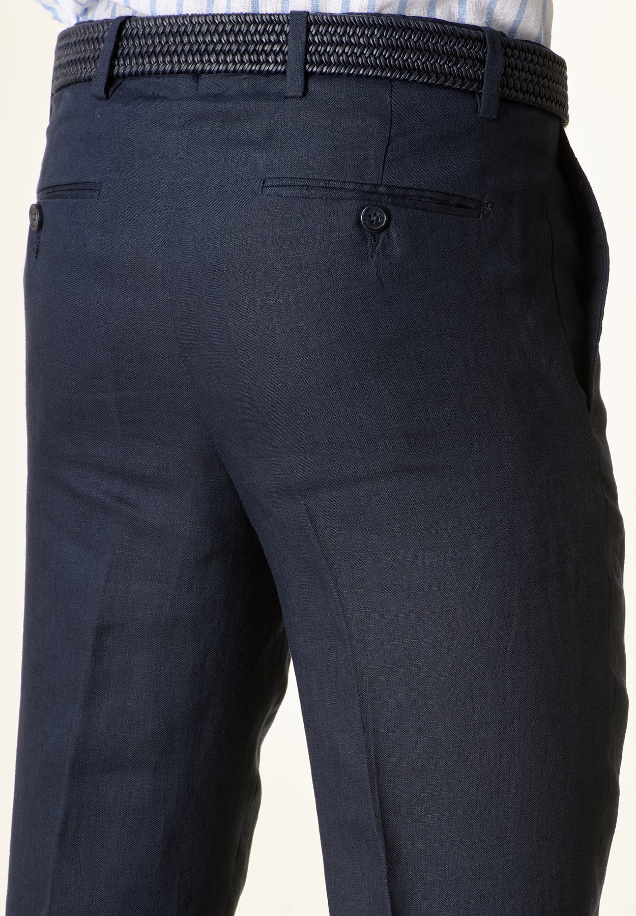 Pantalone blu lino custom fit-Angelico