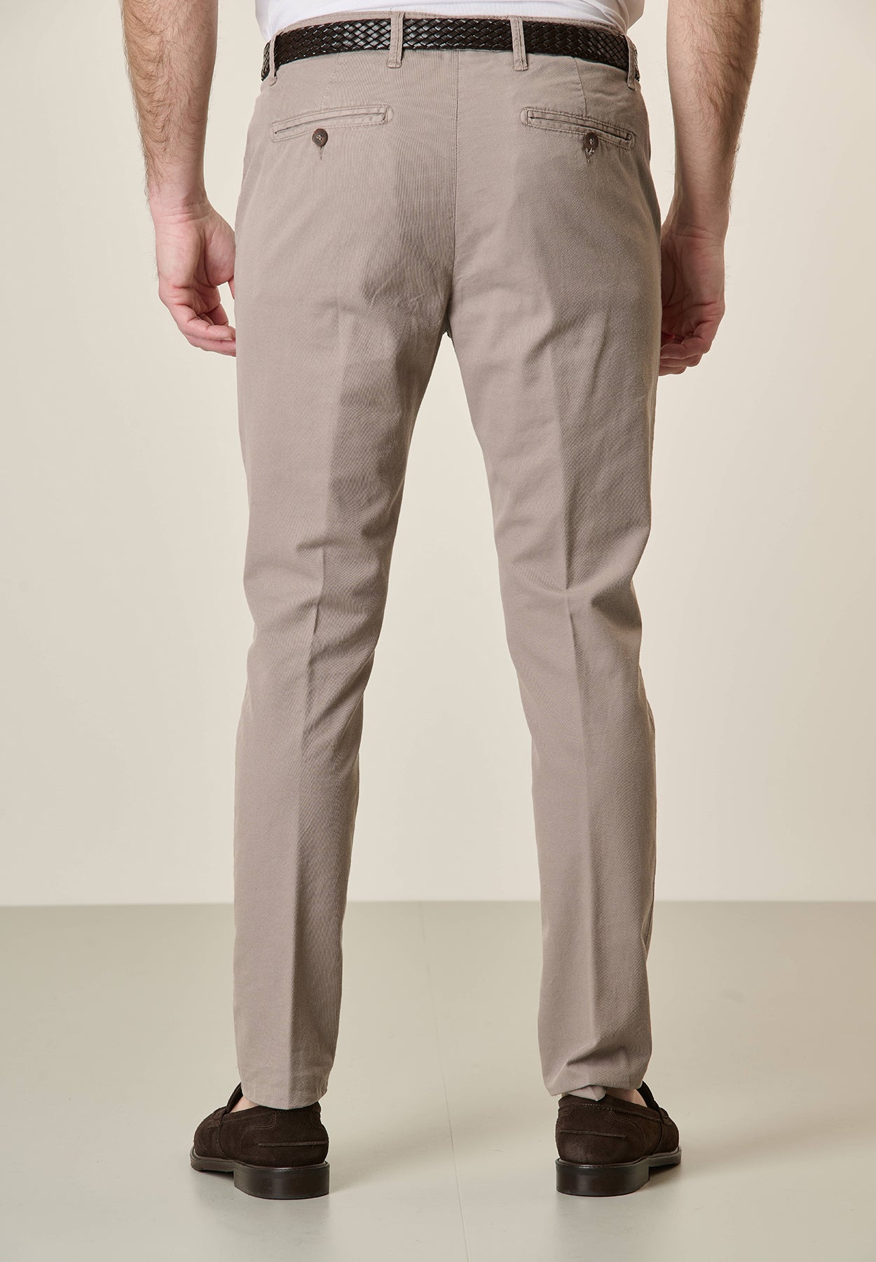 Schlammfarbene Slim Fit-Hose aus Leinenmischung