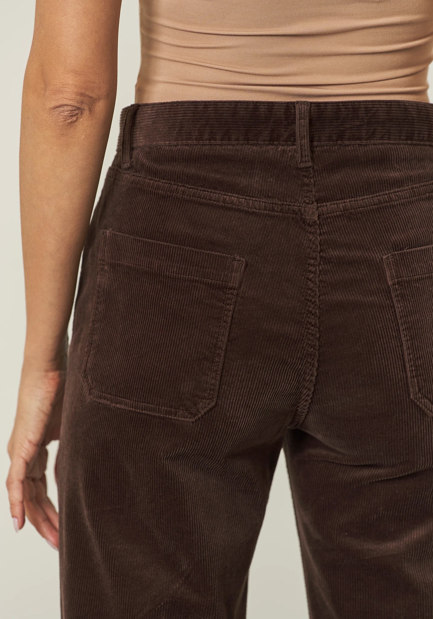 Pantalone palazzo marrone velluto stretch-Angelico