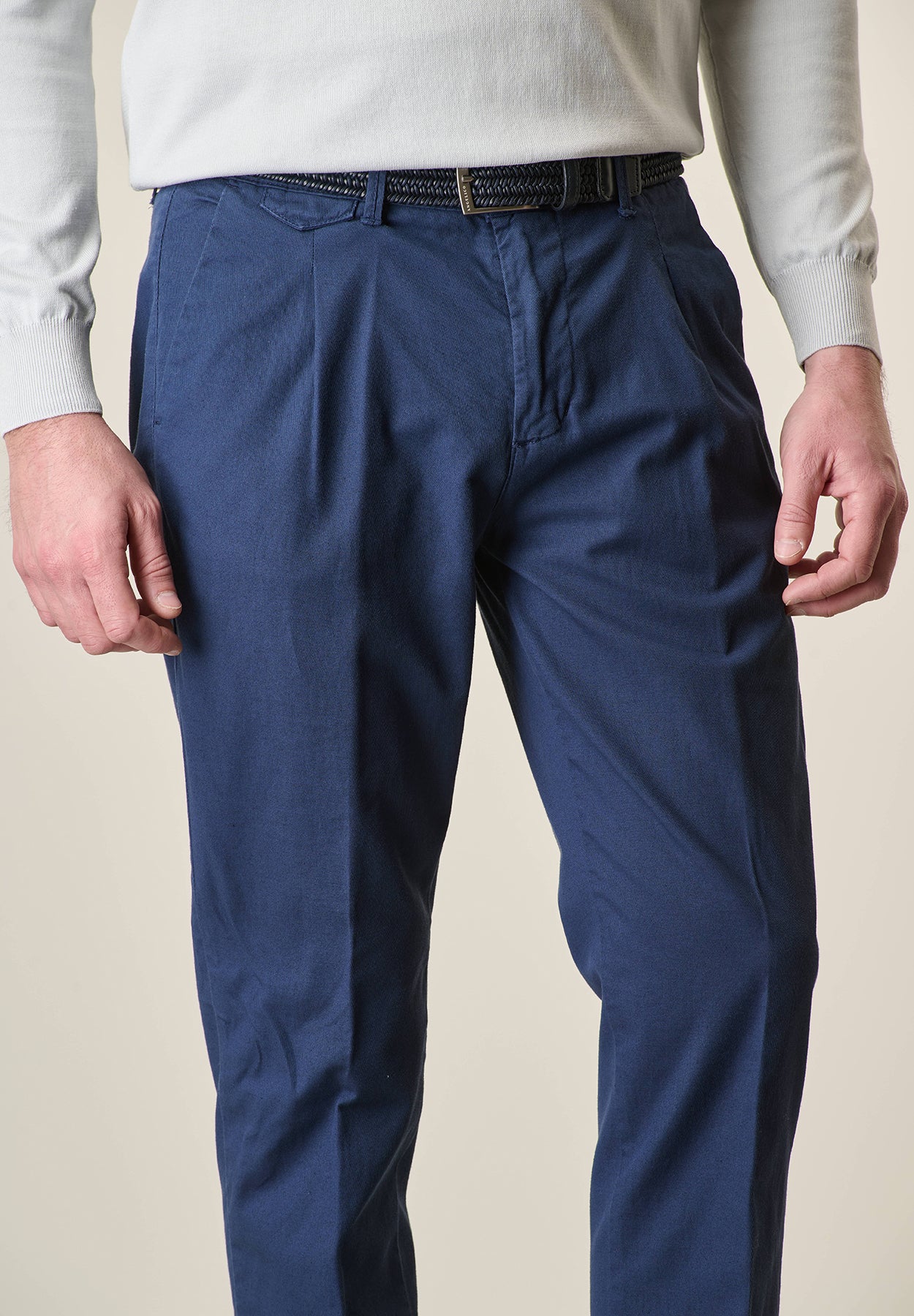 Bluette cotton-linen stretch slim fit trousers