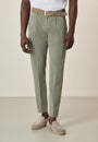 Pantalone verde pinces cotone tencel slim fit