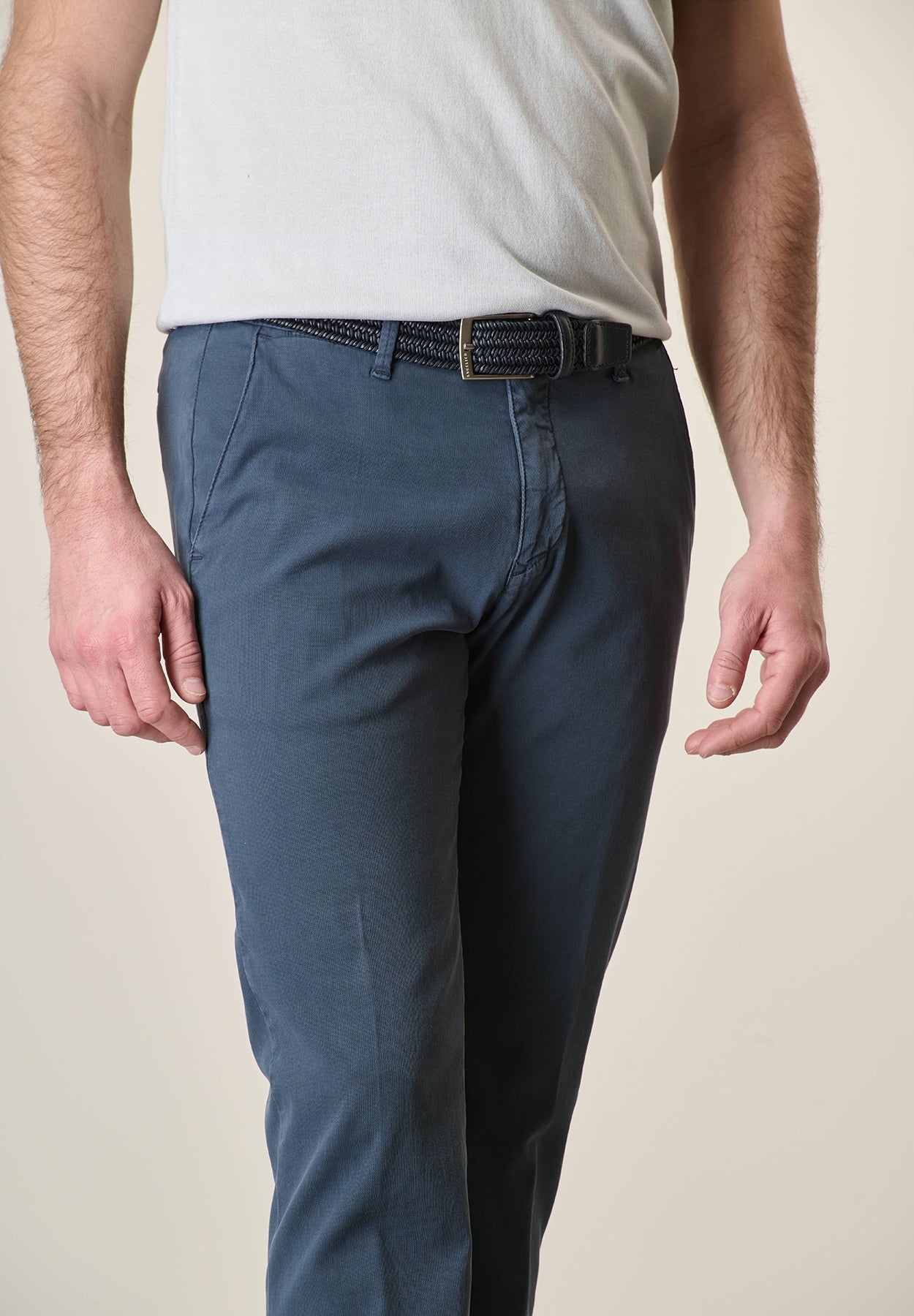 Blaue Slim Fit-Hose aus Tencel-Stretch-Baumwolle