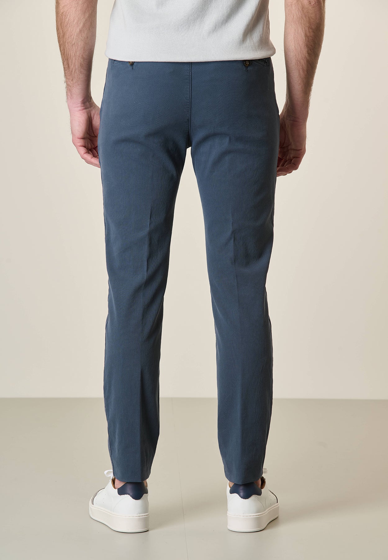 Blaue Slim Fit-Hose aus Tencel-Stretch-Baumwolle