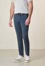 Blue Tencel Stretch Cotton Slim Fit Trousers