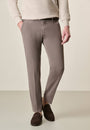 Brown Tencel Stretch Cotton Slim Fit Trousers