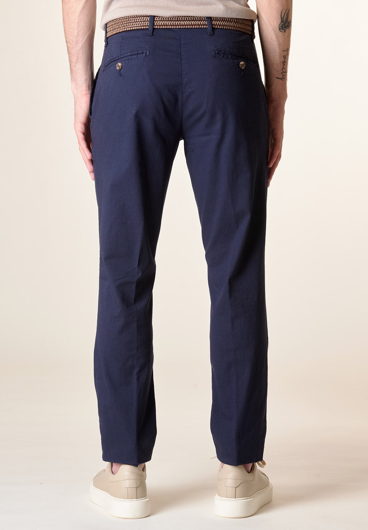 Blue regular fit lightweight stretch cotton pant