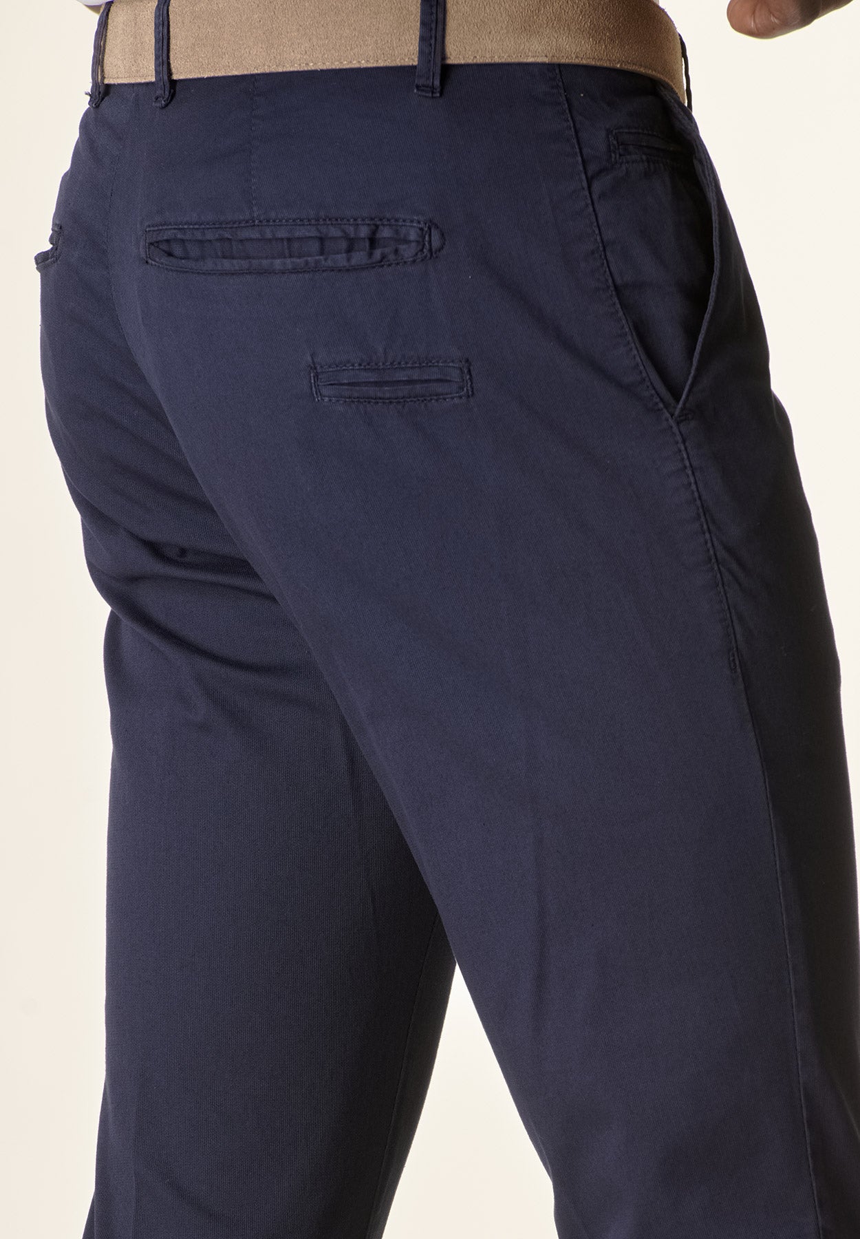 Pantalone blu armatura cotone stretch slim fit-Angelico