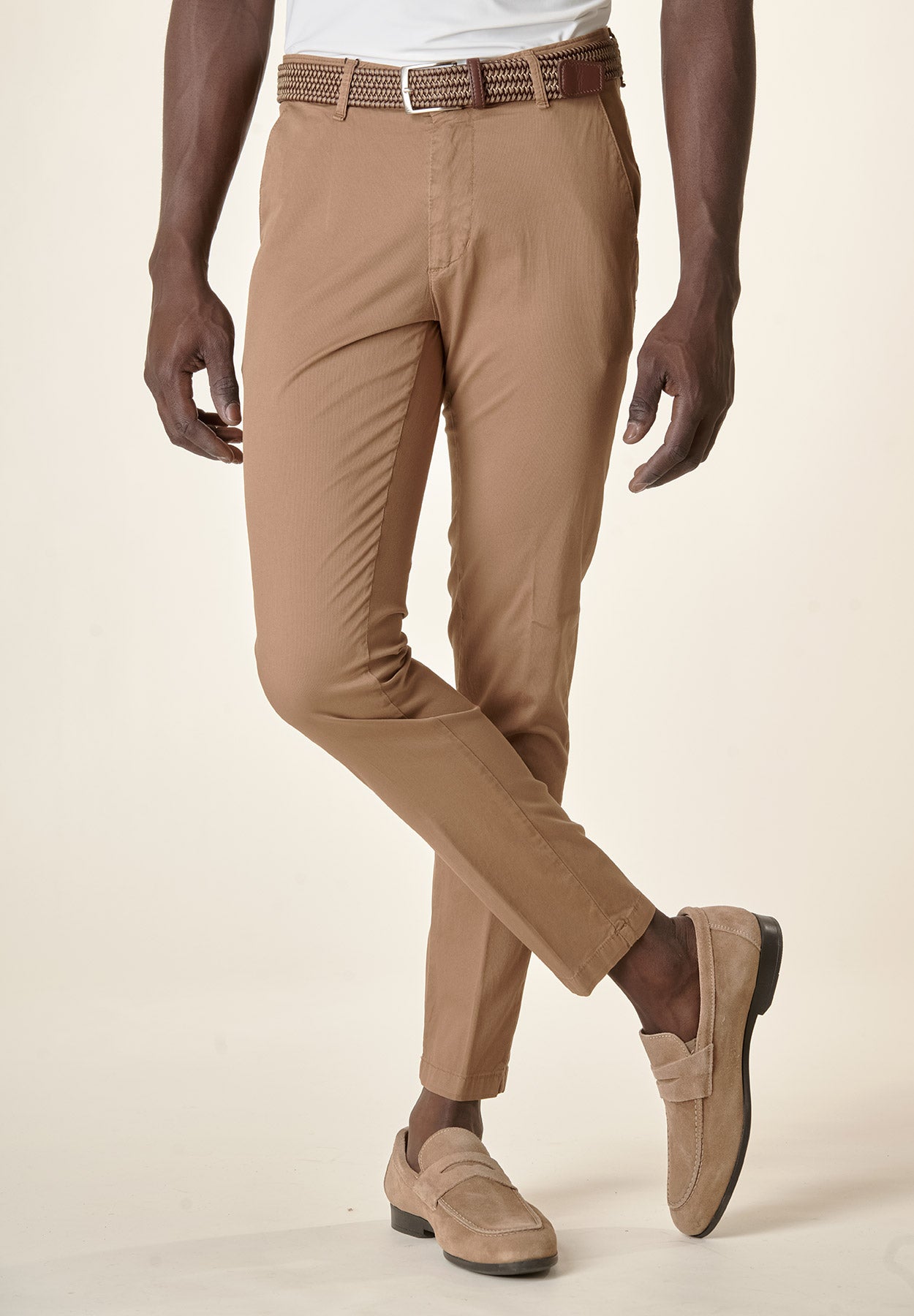 Pantalone kaki armatura cotone stretch slim fit-Angelico