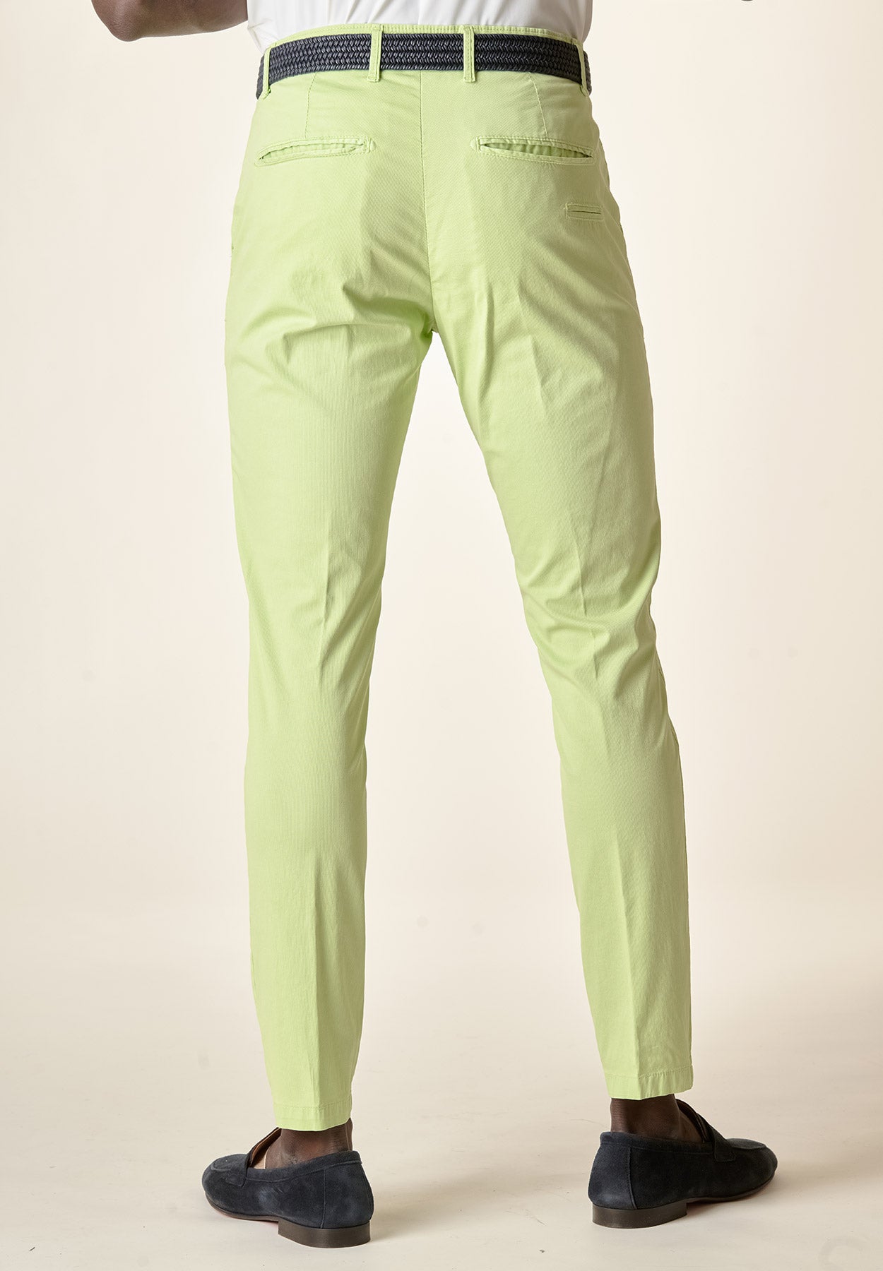 Pantalone verde mela armatura cotone stretch slim fit-Angelico