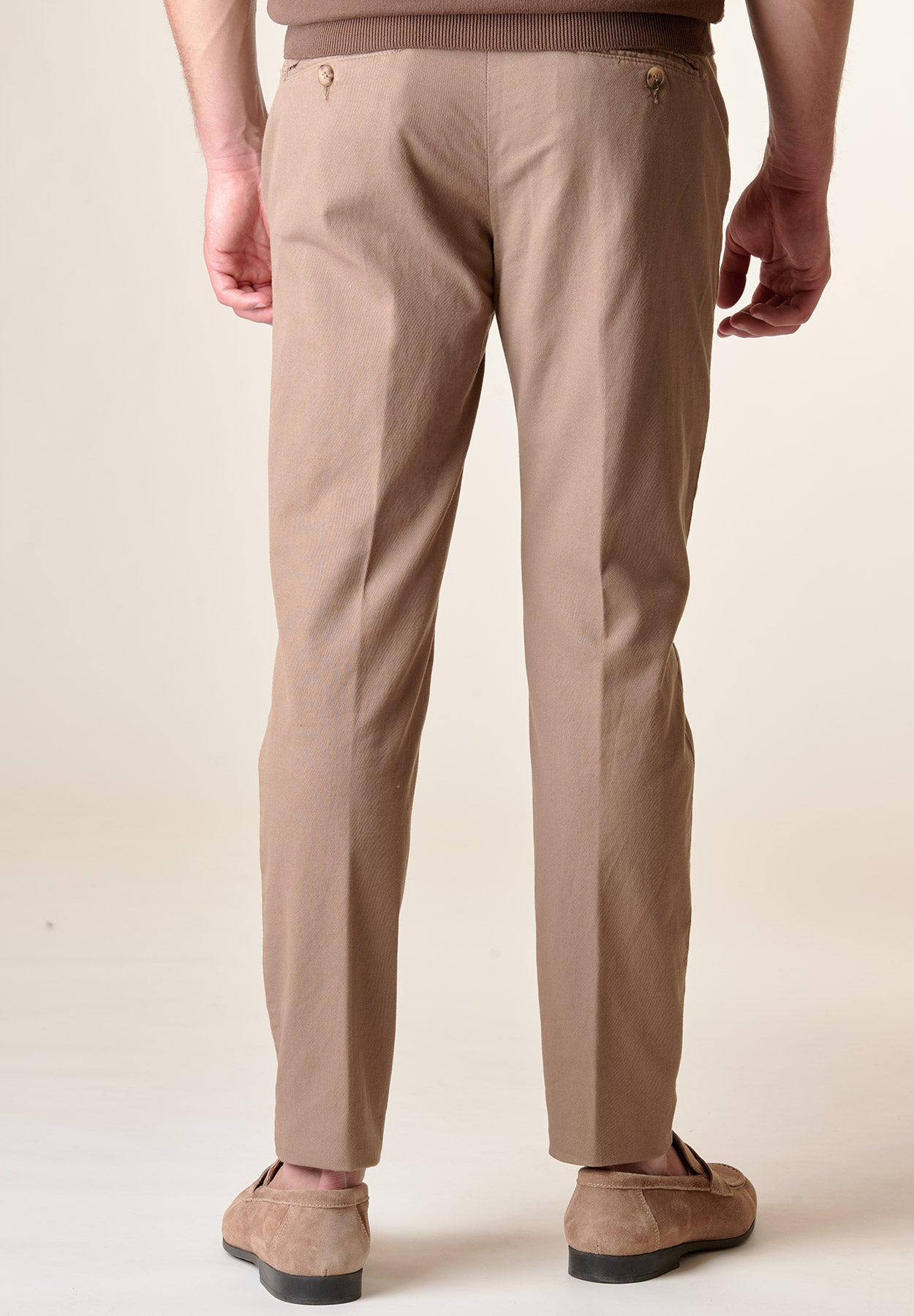 Slim-Fit-Hose aus khakifarbenem Baumwoll-Leinen