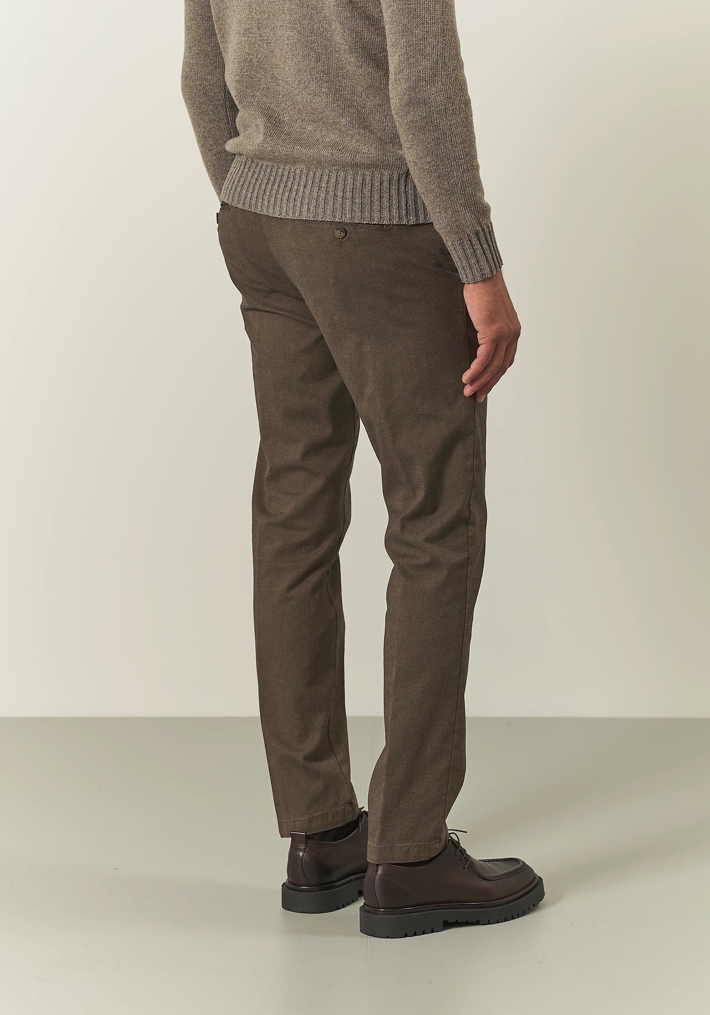 Pantalone marrone resca cotone stretch slim fit-Angelico