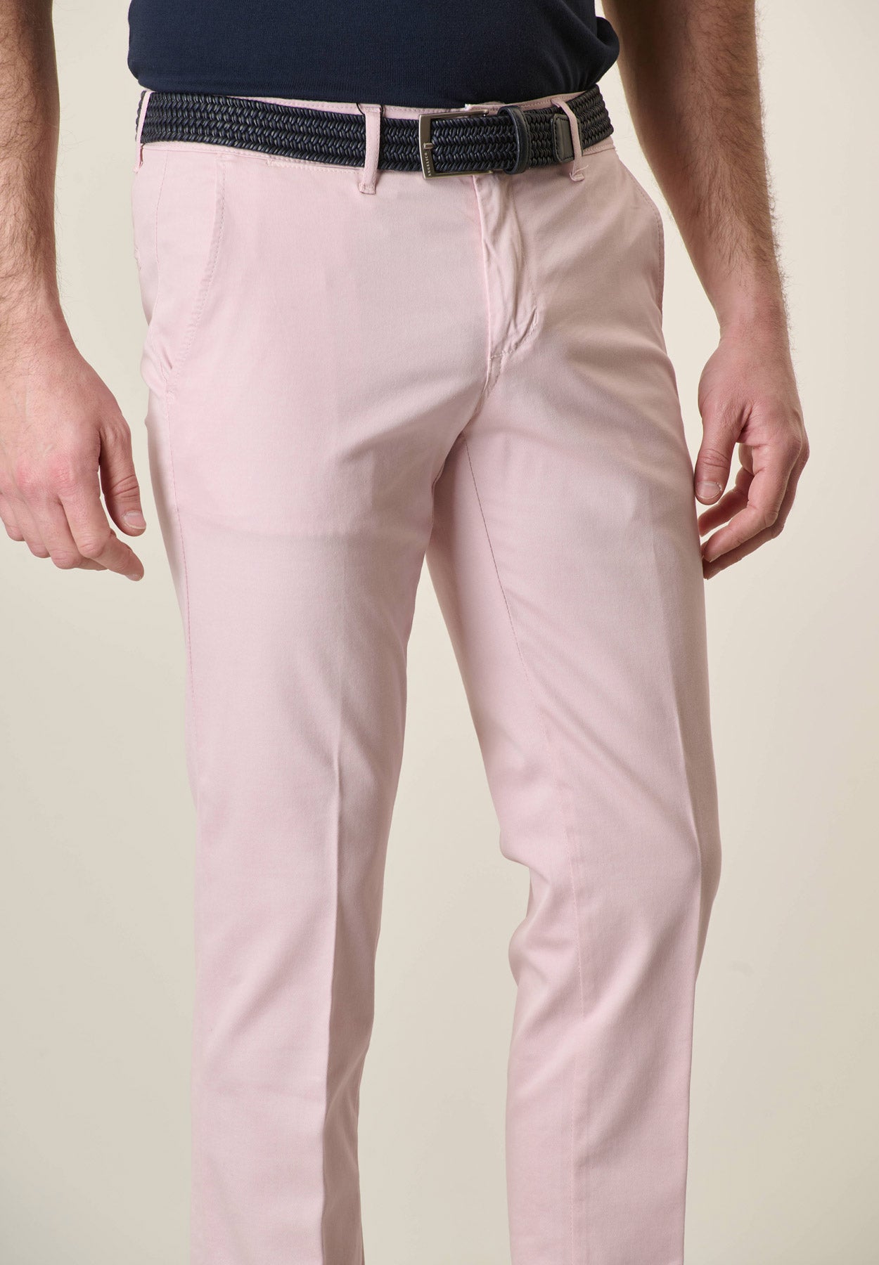 Pink trousers tricotina cotton stretch slim fit