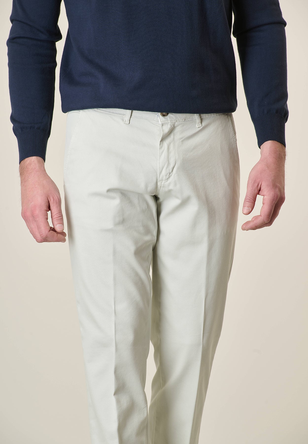 Aqua green trousers tricotina cotton stretch slim fit