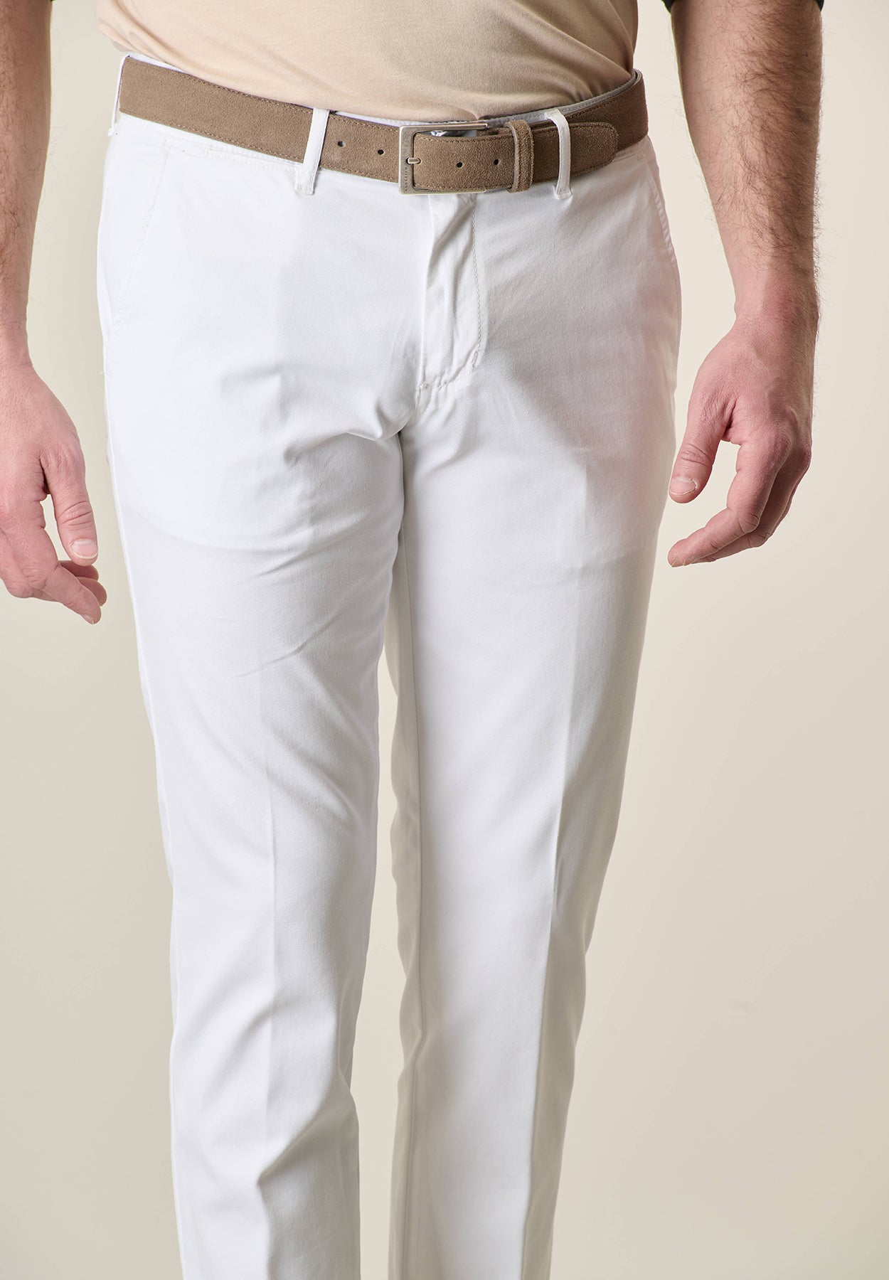 White trousers tricotina cotton stretch slim fit